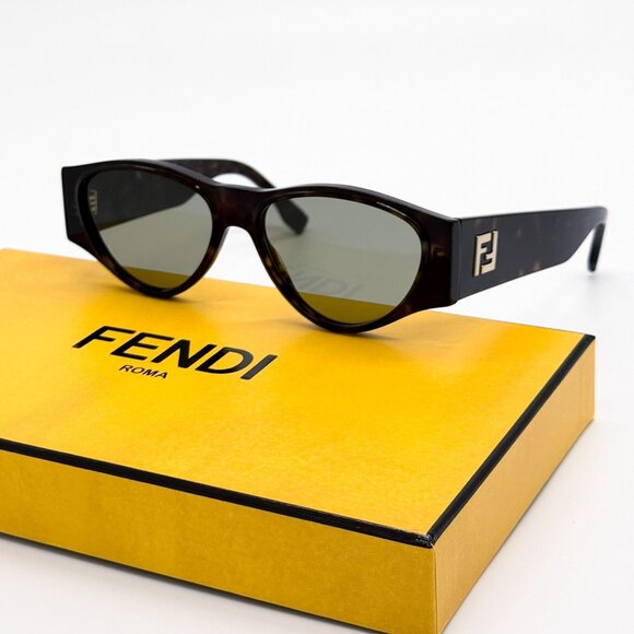 NEW FE40158I 52E FENDI WOMEN SUNGLASSES HAVANA GREY EYEWEAR FENDI - Picture 2 of 10